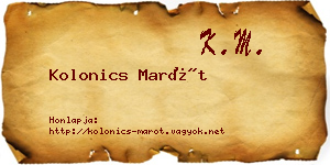 Kolonics Marót névjegykártya